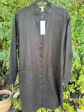Eileen Fisher Black Organic  Linen Tunic/ Dress